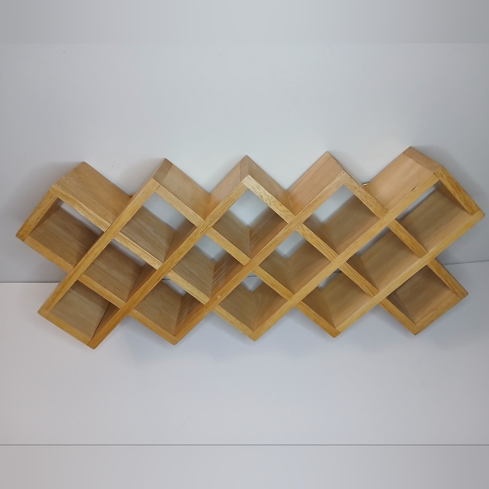 Vintage Wooden Multiple Cubby Display Shelf - 3 Rows Wooden Display Shelves